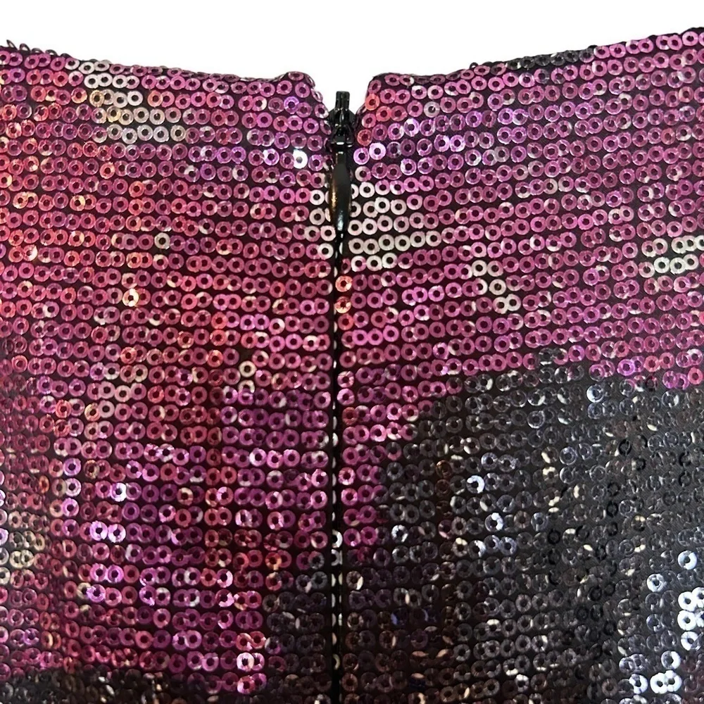 T Tahari Helena Black/Multi Color Floral Sequin Sleeveless Pleated Collar Dress - Picture 9 of 16